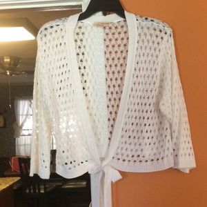 3/4 sleeve white sweater